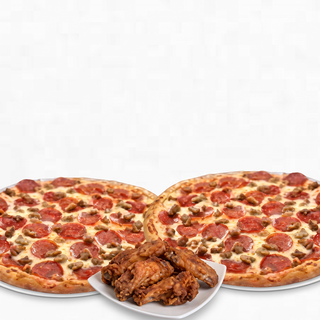 2 Pizzas & 1lb of Wings